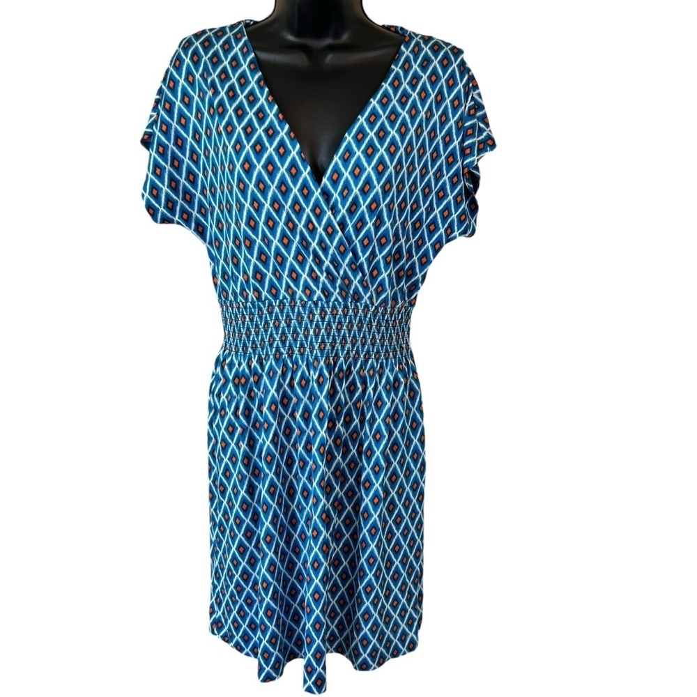 Tory Burch Silk Diamond Print V-Neck Dress